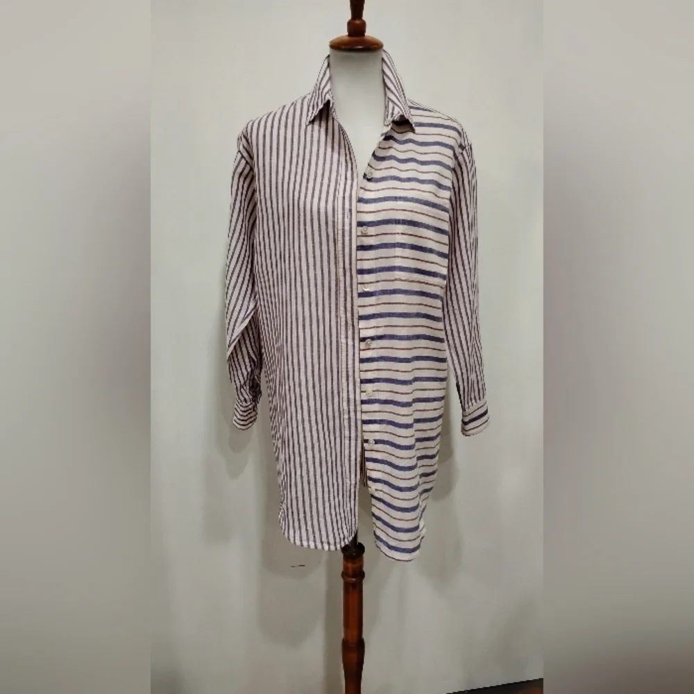 J. CREW STRIPED LINEN SHIRT DRESS